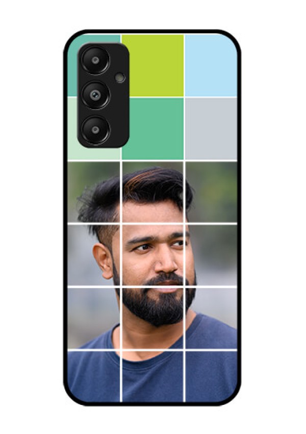 Galaxy M14 4G Custom Glass Phone Case - With White Box Pattern