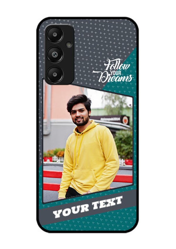 Galaxy M14 4G Custom Glass Phone Case - Background Pattern Design With Quote