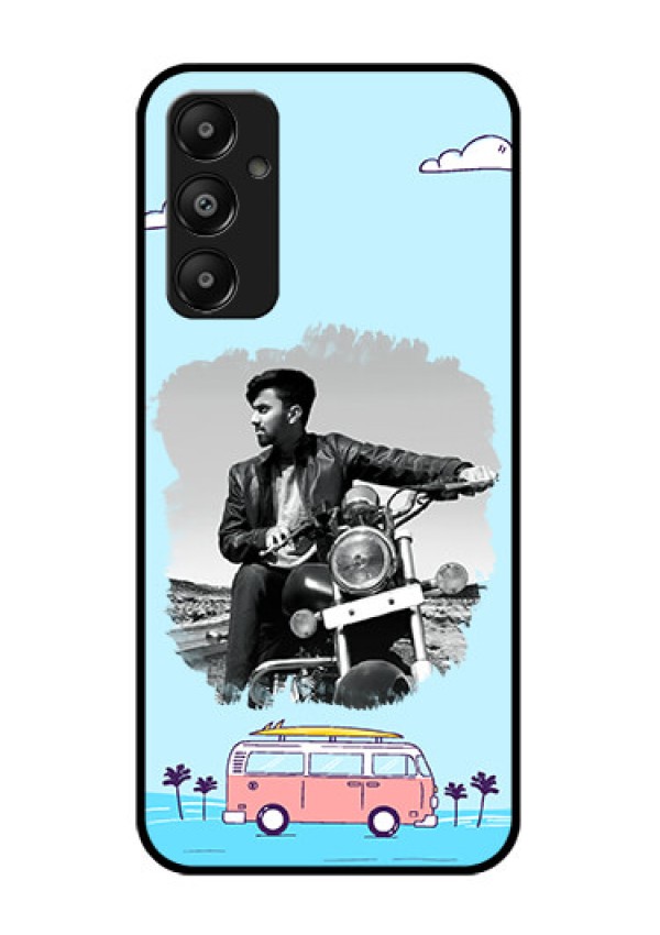 Galaxy M14 4G Custom Glass Phone Case - Travel & Adventure Design