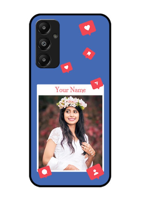 Galaxy M14 4G Custom Glass Phone Case - Like Share And Comment Design
