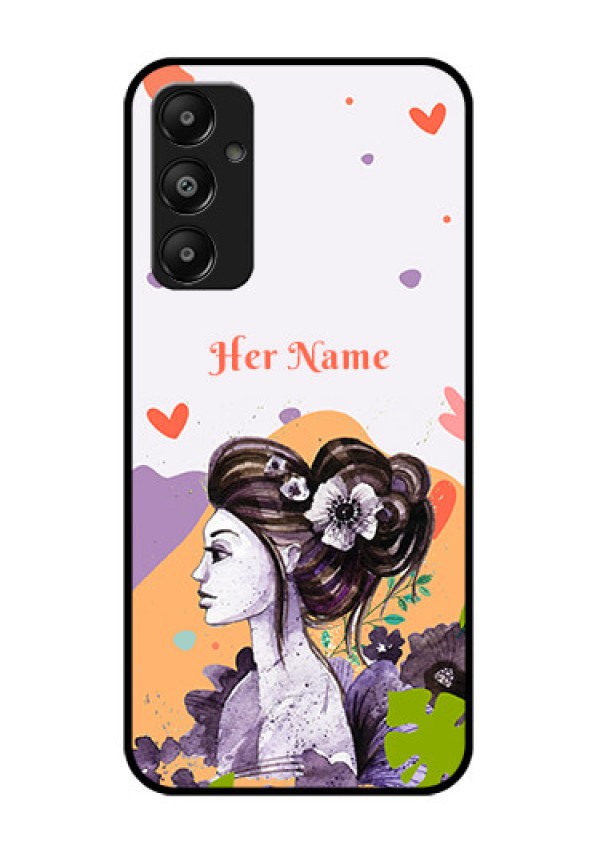 Galaxy M14 4G Custom Glass Phone Case - Woman And Nature Design