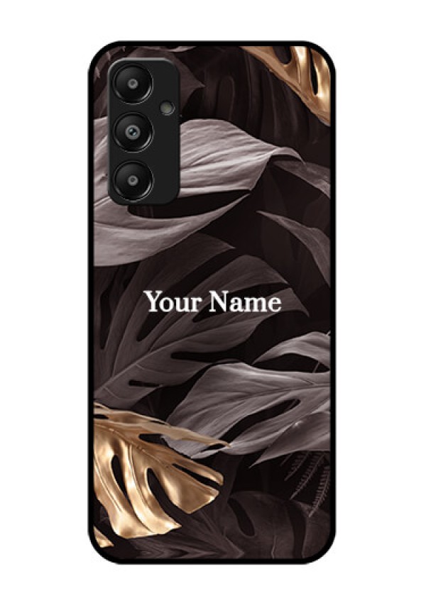 Galaxy M14 4G Custom Glass Phone Case - Wild Leaves Digital Paint Design
