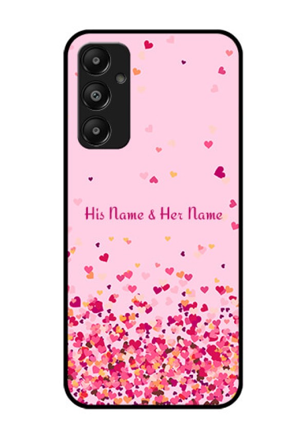 Galaxy M14 4G Custom Glass Phone Case - Floating Hearts Design