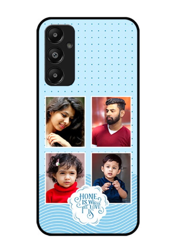 Galaxy M14 4G Custom Glass Phone Case - Cute Love Quote With 4 Pic Upload Design
