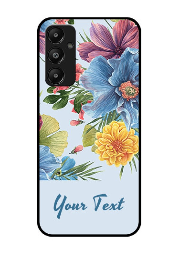 Galaxy M14 4G Custom Glass Phone Case - Stunning Watercolored Flowers Painting Design