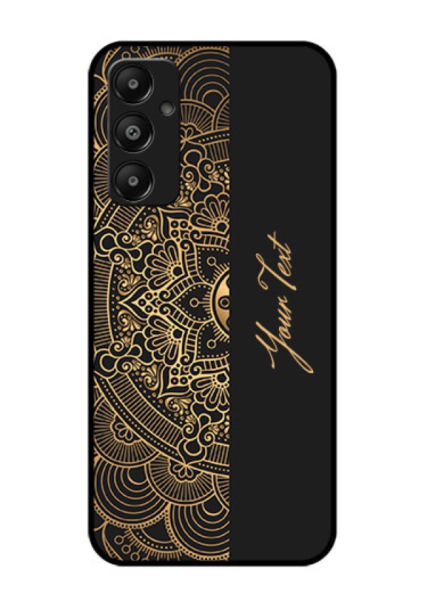 Galaxy M14 4G Custom Glass Phone Case - Mandala Art With Custom Text Design