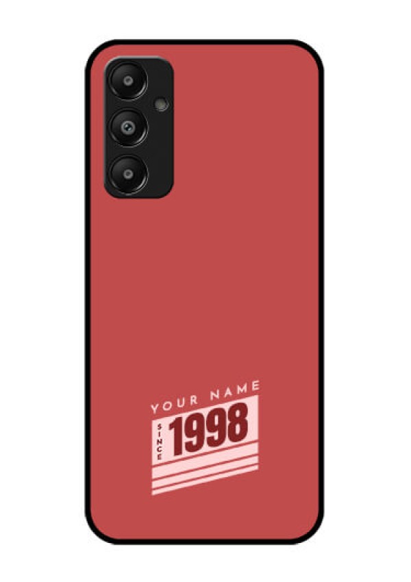 Galaxy M14 4G Custom Glass Phone Case - Red Custom Year Of Birth Design