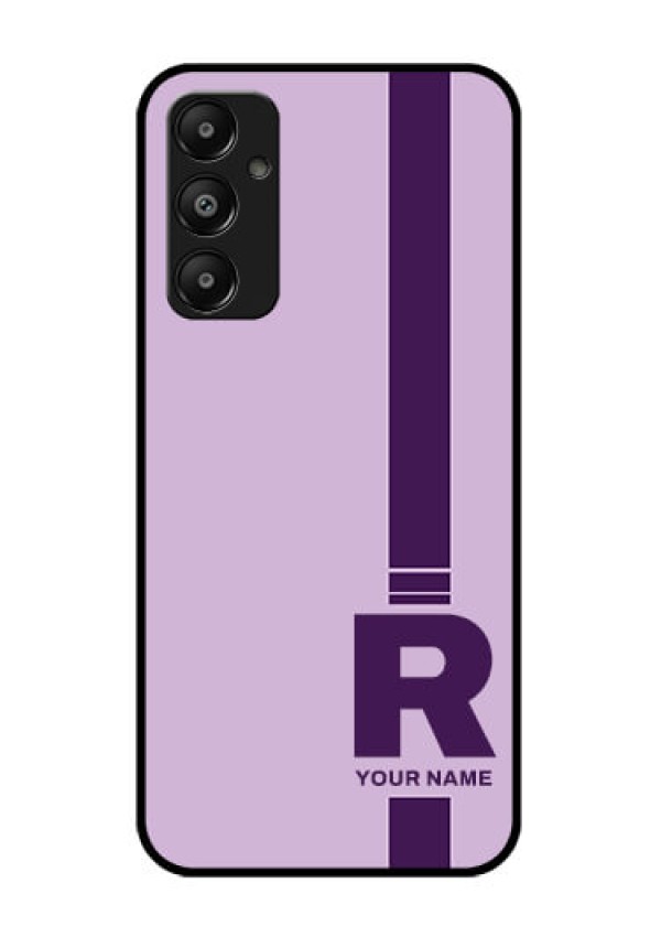 Galaxy M14 4G Custom Glass Phone Case - Simple Dual Tone Stripe With Name Design