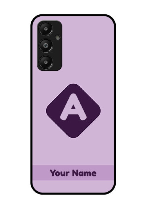 Galaxy M14 4G Custom Glass Phone Case - Custom Letter In Curved Badge Design