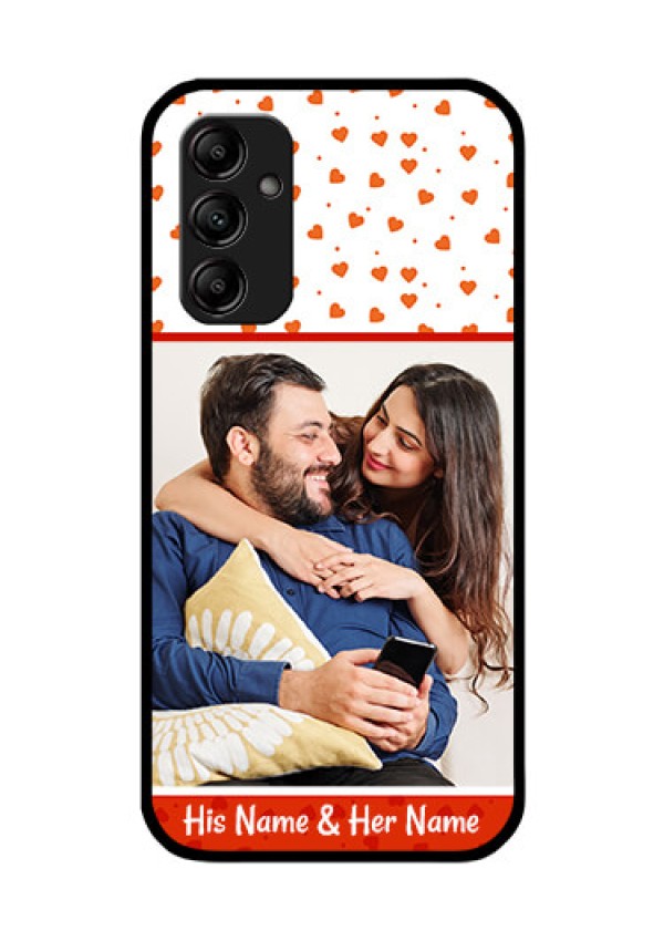 Galaxy M14 5G Custom Glass Phone Case - Orange Love Symbol Design