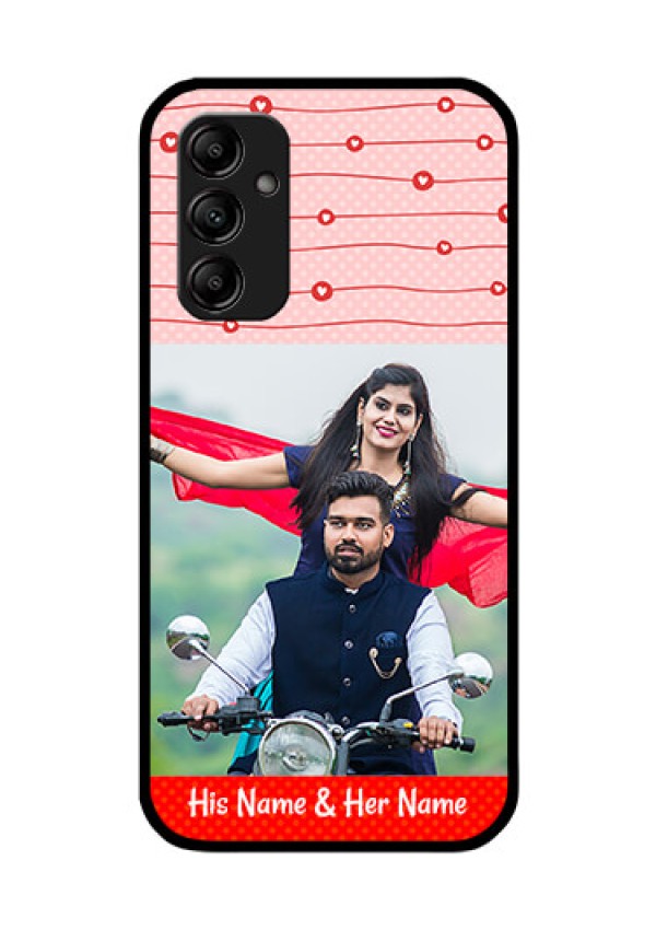 Galaxy M14 5G Personalized Glass Phone Case - Red Pattern Case Design