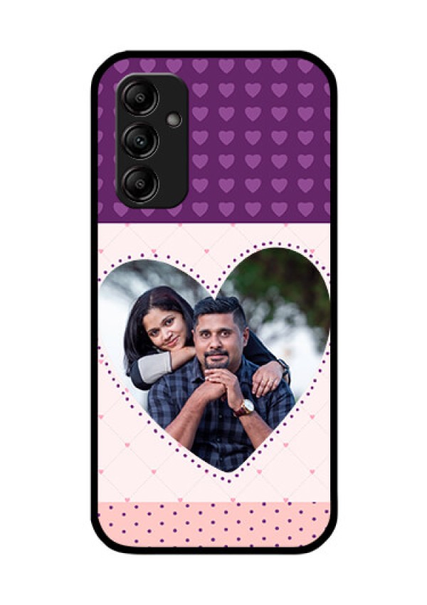 Galaxy M14 5G Custom Glass Phone Case - Violet Love Dots Design