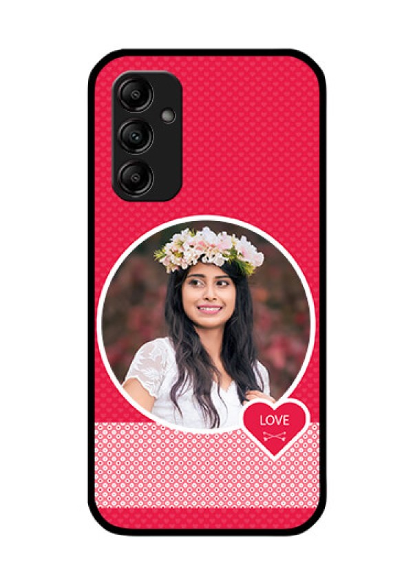 Galaxy M14 5G Personalised Glass Phone Case - Pink Pattern Design