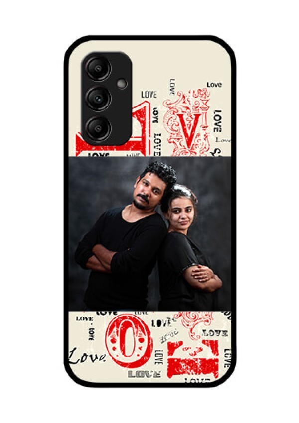 Galaxy M14 5G Photo Printing on Glass Case - Trendy Love Design Case