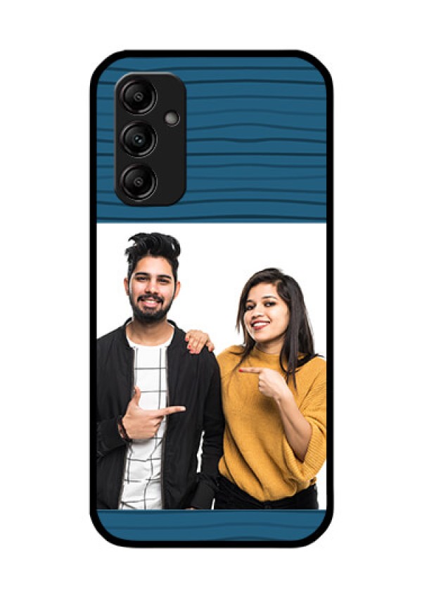 Galaxy M14 5G Custom Glass Phone Case - Blue Pattern Cover Design