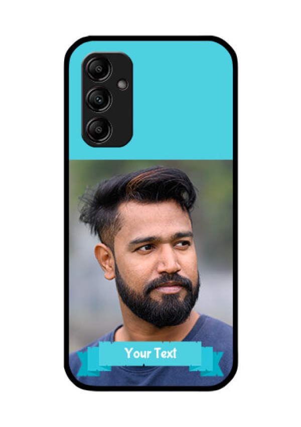 Galaxy M14 5G Personalized Glass Phone Case - Simple Blue Color Design