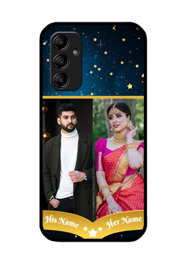 Galaxy M14 5G Custom Glass Phone Case - Galaxy Stars Backdrop Design