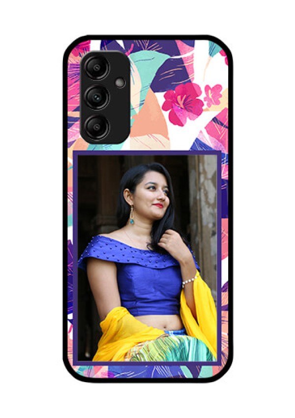 Galaxy M14 5G Custom Glass Mobile Case - Abstract Floral Design