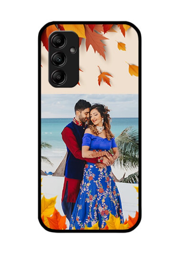 Galaxy M14 5G Photo Printing on Glass Case - Autumn Maple Leaves Design