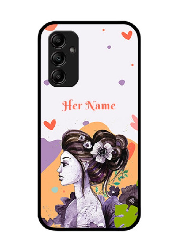 Galaxy M14 5G Personalized Glass Phone Case - Woman And Nature Design