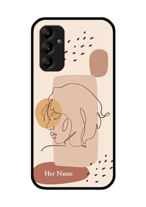 Galaxy M14 5G Photo Printing on Glass Case - Calm Woman line art Design
