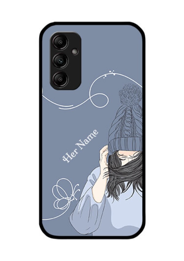 Galaxy M14 5G Custom Glass Mobile Case - Girl in winter outfit Design