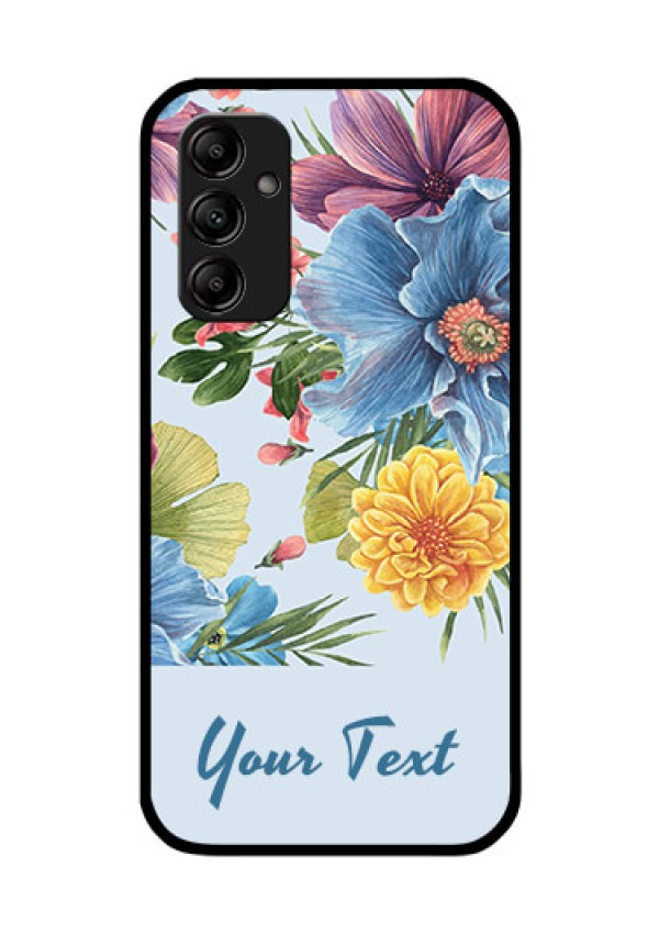 Galaxy M14 5G Custom Glass Mobile Case - Stunning Watercolored Flowers Painting Design