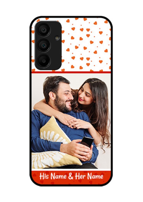 Galaxy M15 5G Custom Glass Phone Case - Orange Love Symbol Design