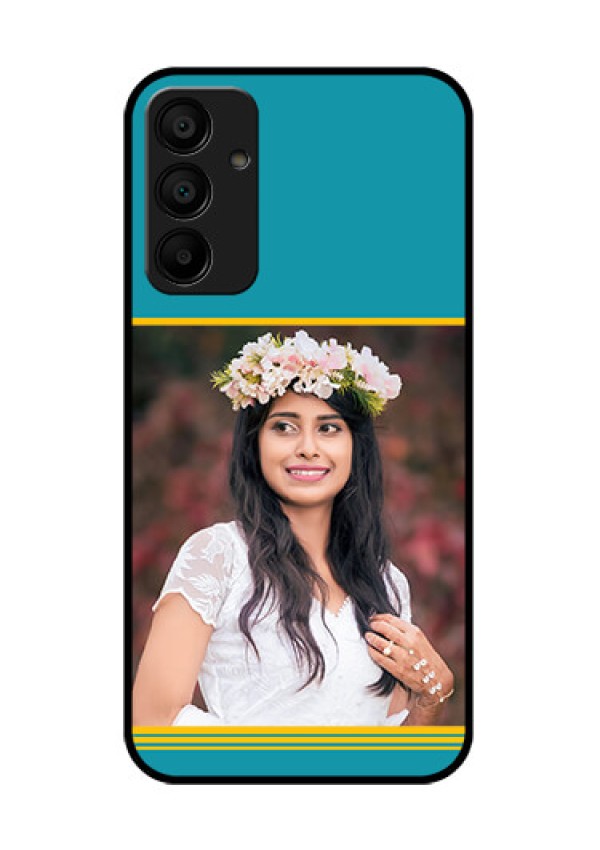 Galaxy M15 5G Custom Glass Phone Case - Yellow & Blue Design