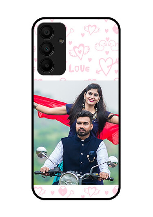 Galaxy M15 5G Custom Glass Phone Case - Pink Flying Heart Design