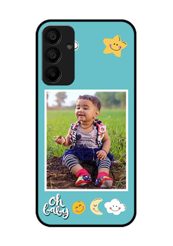 Galaxy M15 5G Custom Glass Phone Case - Smiley Kids Stars Design