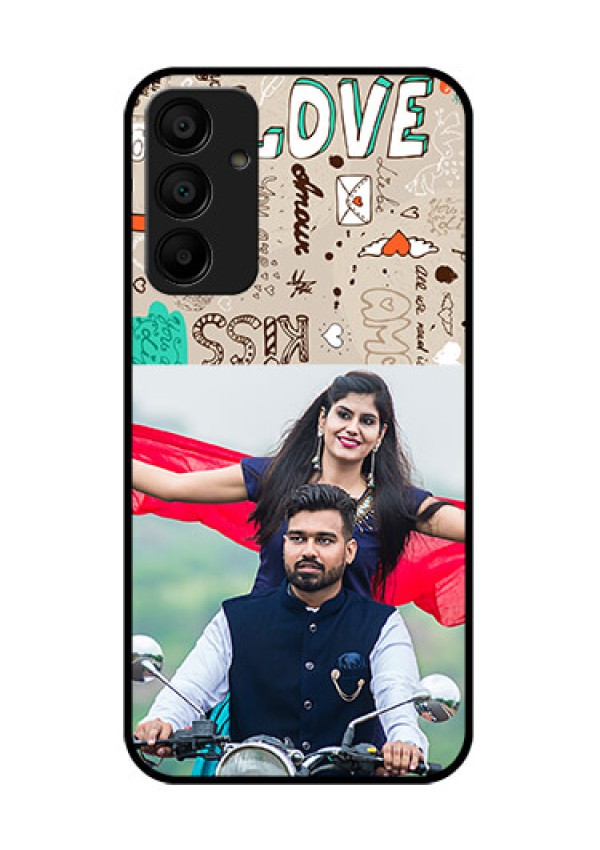 Galaxy M15 5G Custom Glass Phone Case - Love Doodle Pattern