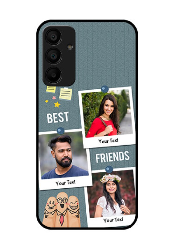 Galaxy M15 5G Custom Glass Phone Case - Sticky Frames And Friendship Design