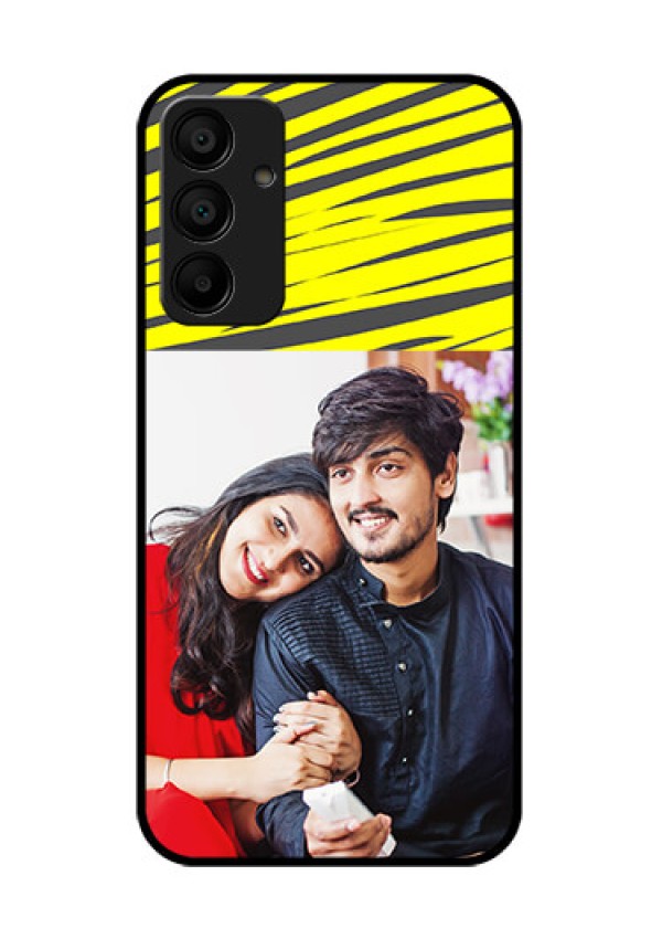 Galaxy M15 5G Custom Glass Phone Case - Yellow Abstract Design