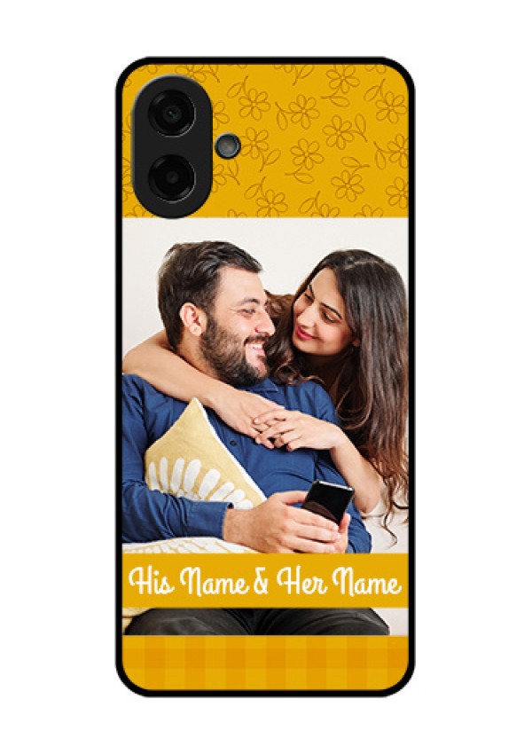 Samsung Galaxy M17e Custom Glass Phone Case - Yellow Floral Design
