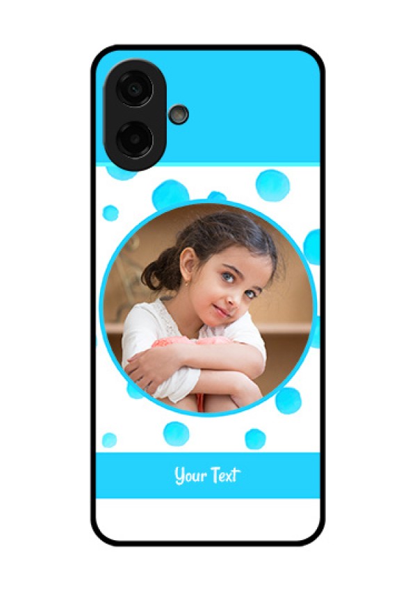 Samsung Galaxy M17e Custom Glass Phone Case - Blue Bubbles Pattern Design