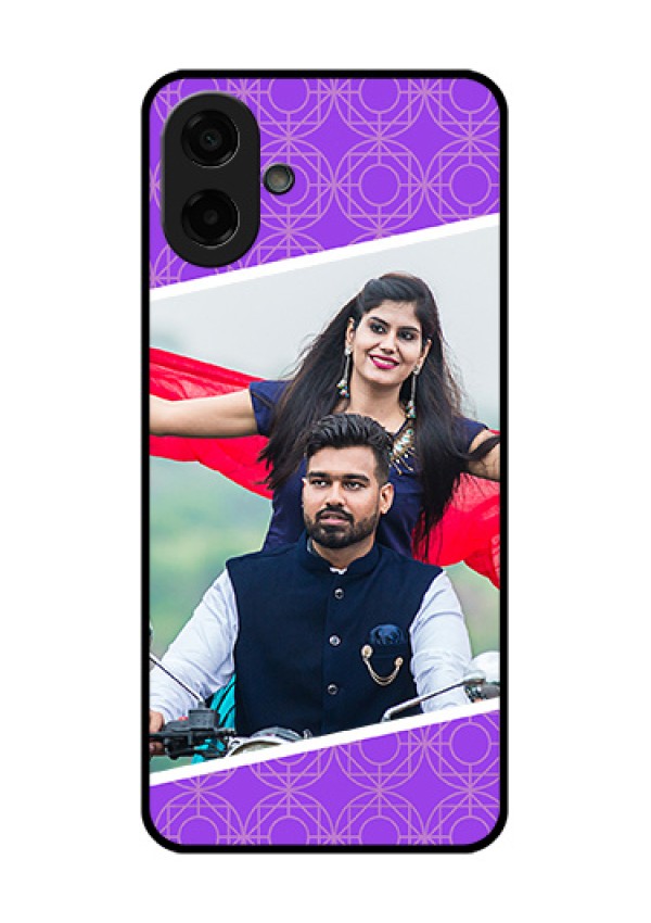 Samsung Galaxy M17e Custom Glass Phone Case - Violet Color Pattern Design