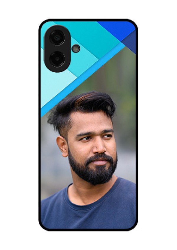 Samsung Galaxy M17e Custom Glass Phone Case - Blue Pattern Design
