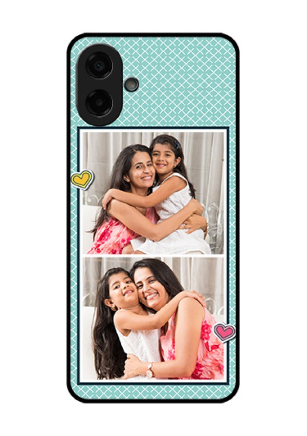 Samsung Galaxy M17e Custom Glass Phone Case - 2 Image Holder With Pattern Design