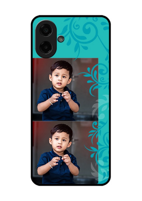 Samsung Galaxy M17e Custom Glass Phone Case - With Photo And Green Floral Design