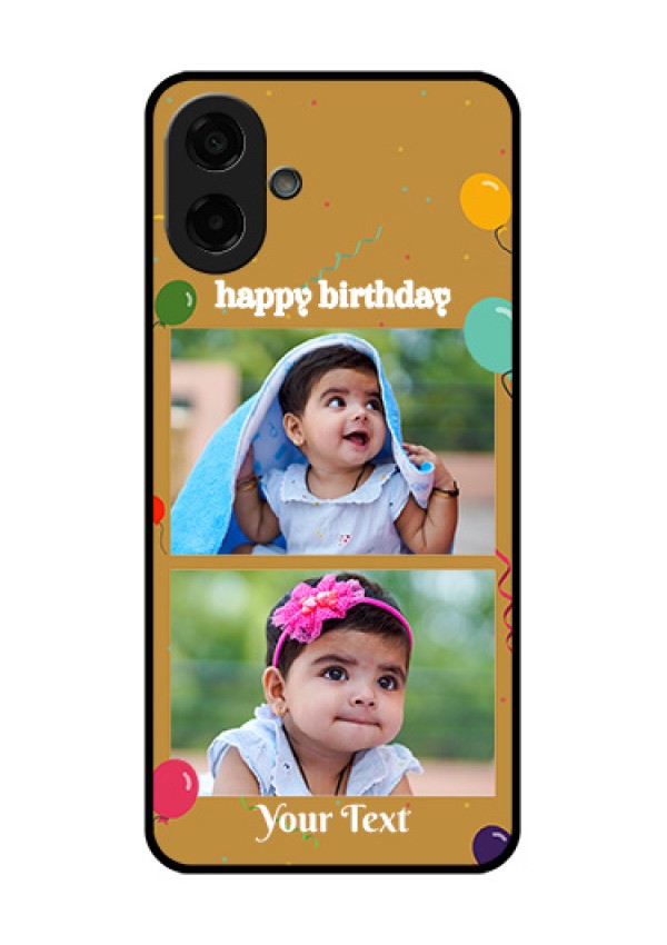 Samsung Galaxy M17e Custom Glass Phone Case - Image Holder With Birthday Celebrations Design
