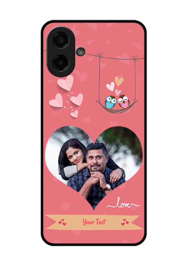 Samsung Galaxy M17e Custom Glass Phone Case - Peach Color Love Design