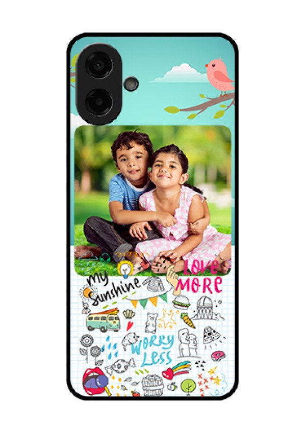 Samsung Galaxy M17e Custom Glass Phone Case - Doodle Love Design