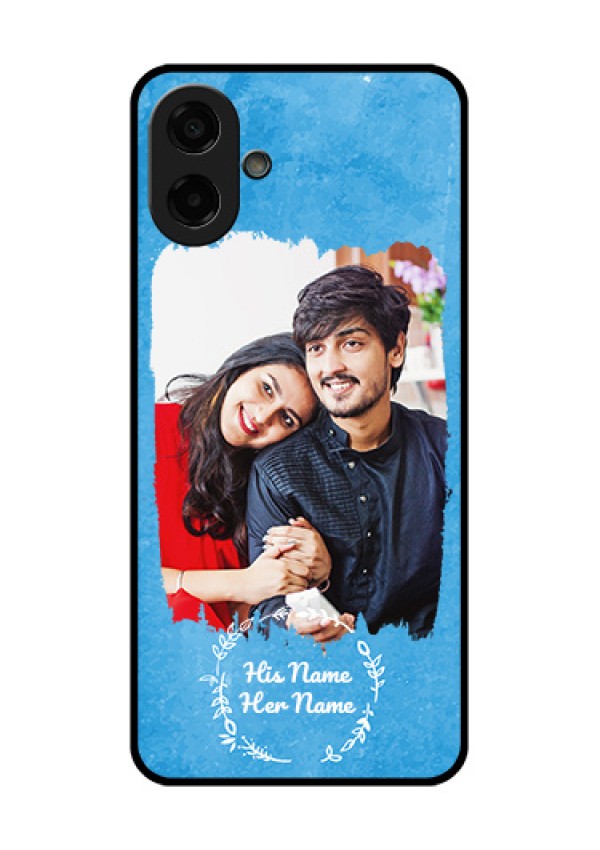 Samsung Galaxy M17e Custom Glass Phone Case - Blue Color Vintage Design