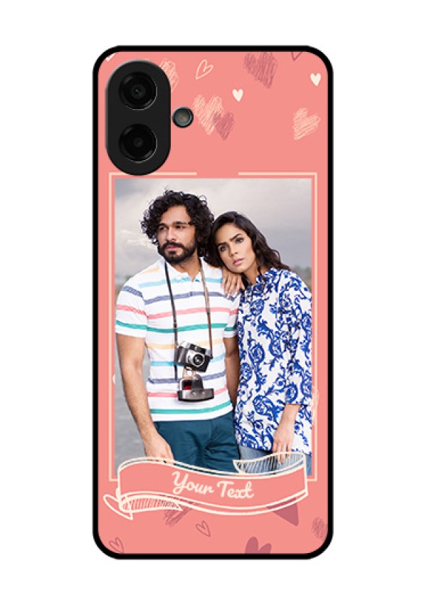 Samsung Galaxy M17e Custom Glass Phone Case - Love Doodle Art Design