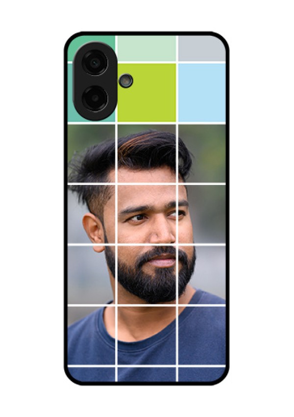 Samsung Galaxy M17e Custom Glass Phone Case - With White Box Pattern