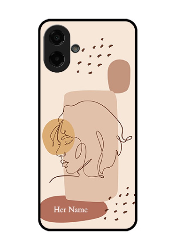 Samsung Galaxy M17e Custom Glass Phone Case - Calm Woman Line Art Design