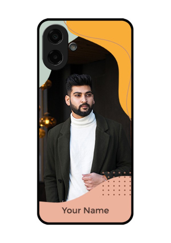 Samsung Galaxy M17e Custom Glass Phone Case - Tri - Coloured Overlay Design