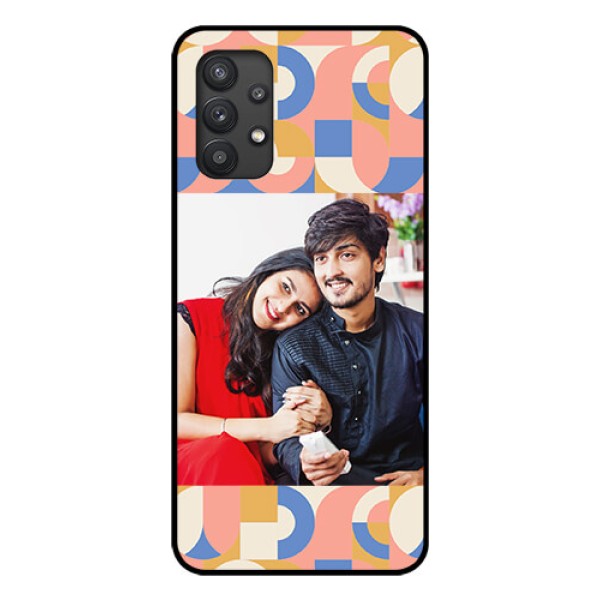 Galaxy M32 5G Photo Printing on Glass Case - Semi-circle Maze Pattern Design