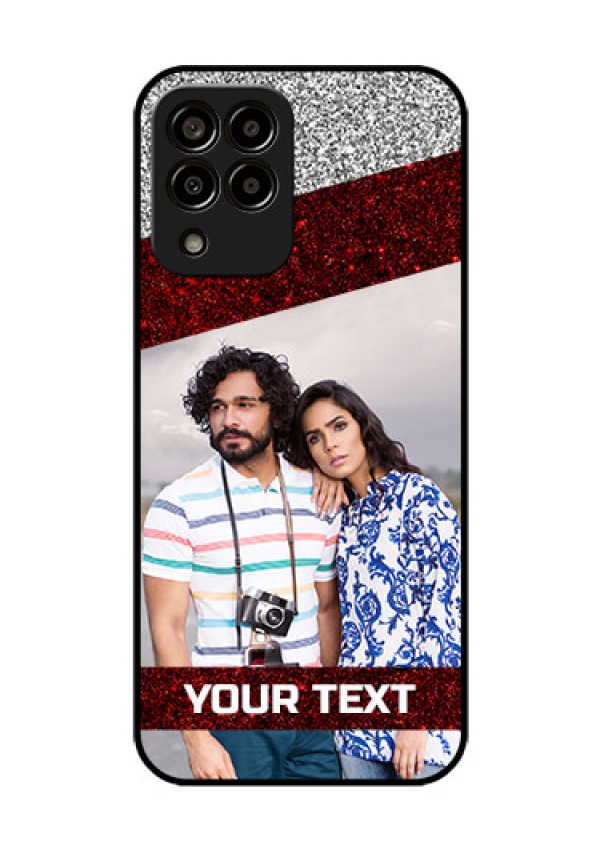 Galaxy m33-5g 5G Personalized Glass Phone Case - Image Holder with Glitter Strip Design